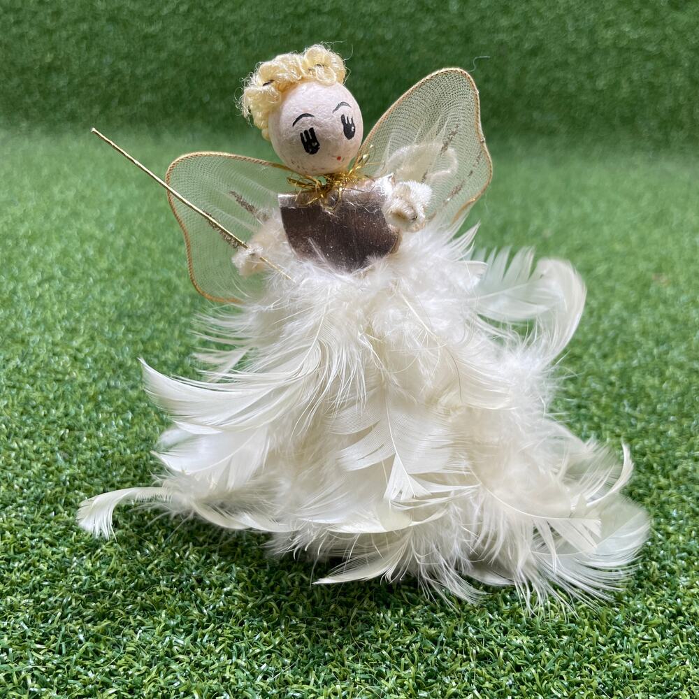 Vintage White Feather Spun Cotton Christmas Tree Topper Holiday Decor